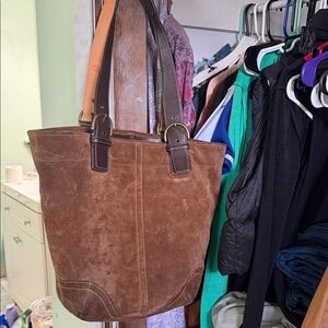 Brown Suede Tote Bag